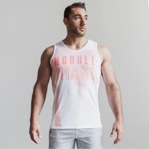 NWT NOBULL Men's Palm Tree Miami Muscle Tank - XXL - Pink